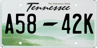 TN license plate A5842K