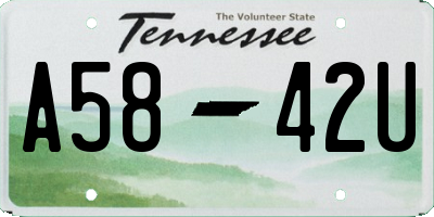 TN license plate A5842U