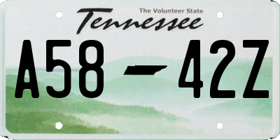 TN license plate A5842Z