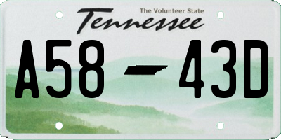 TN license plate A5843D