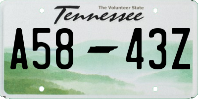 TN license plate A5843Z