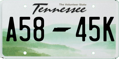 TN license plate A5845K