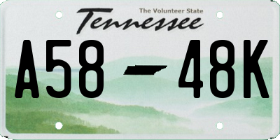 TN license plate A5848K