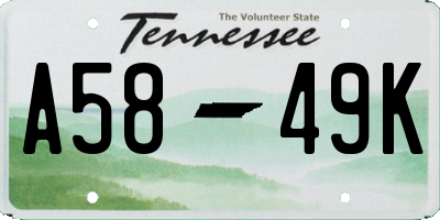 TN license plate A5849K