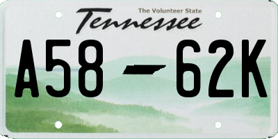 TN license plate A5862K