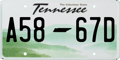TN license plate A5867D