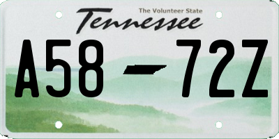 TN license plate A5872Z