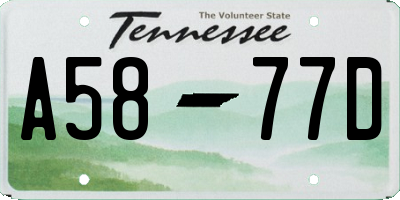 TN license plate A5877D