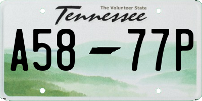 TN license plate A5877P