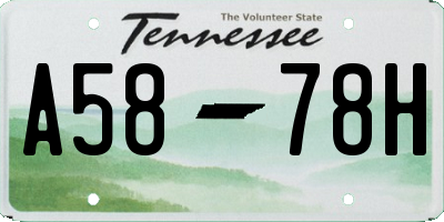 TN license plate A5878H
