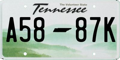 TN license plate A5887K