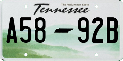TN license plate A5892B