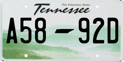 TN license plate A5892D