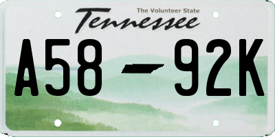 TN license plate A5892K