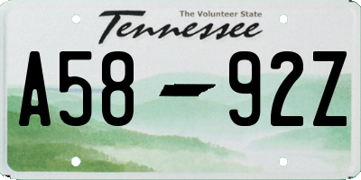 TN license plate A5892Z