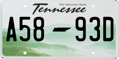 TN license plate A5893D