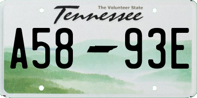 TN license plate A5893E