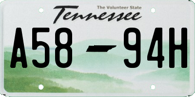 TN license plate A5894H