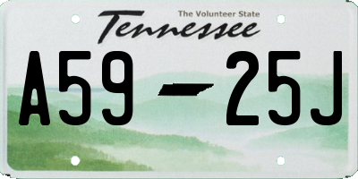 TN license plate A5925J