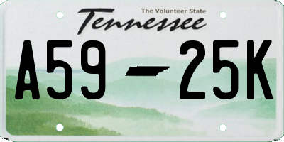 TN license plate A5925K