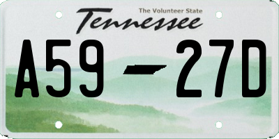 TN license plate A5927D