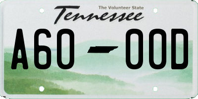 TN license plate A6000D