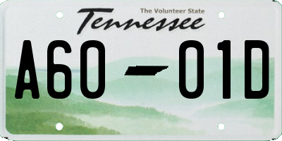 TN license plate A6001D