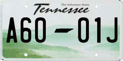 TN license plate A6001J