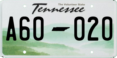 TN license plate A6002O
