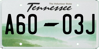 TN license plate A6003J