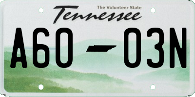 TN license plate A6003N