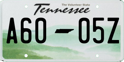 TN license plate A6005Z