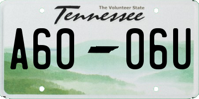 TN license plate A6006U