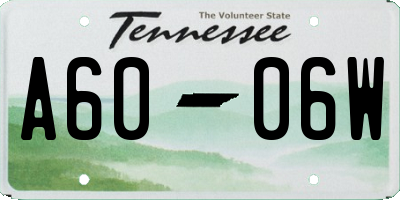 TN license plate A6006W