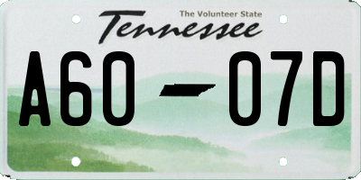 TN license plate A6007D