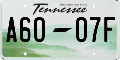 TN license plate A6007F