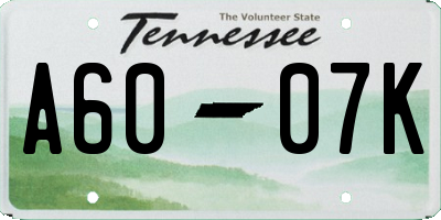 TN license plate A6007K