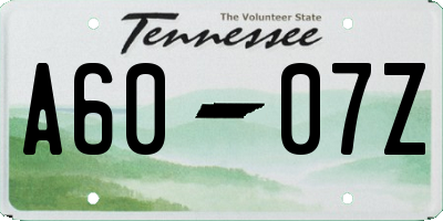 TN license plate A6007Z