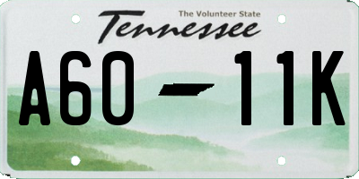 TN license plate A6011K