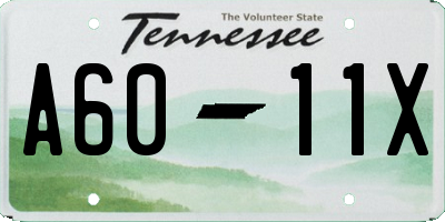 TN license plate A6011X