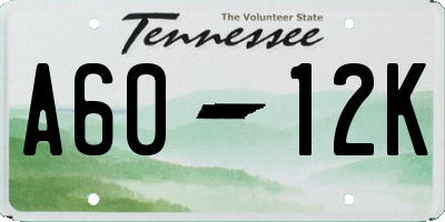TN license plate A6012K