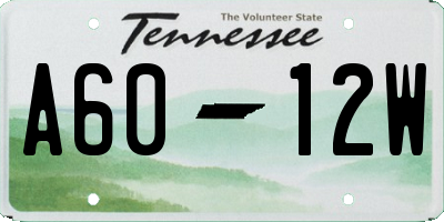 TN license plate A6012W