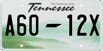 TN license plate A6012X