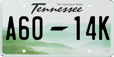 TN license plate A6014K