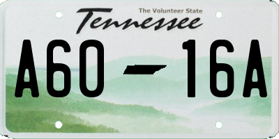 TN license plate A6016A