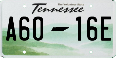 TN license plate A6016E