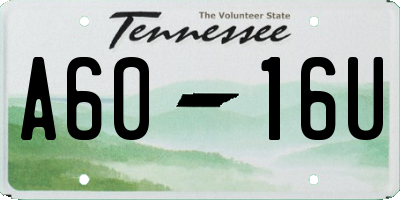 TN license plate A6016U