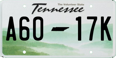 TN license plate A6017K