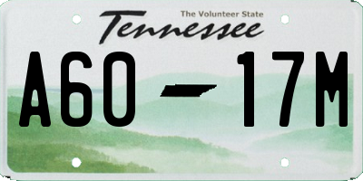 TN license plate A6017M