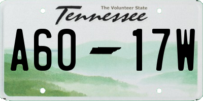TN license plate A6017W